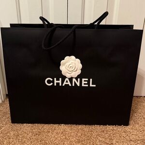 Chanel Black and White Logo Shopping Bag